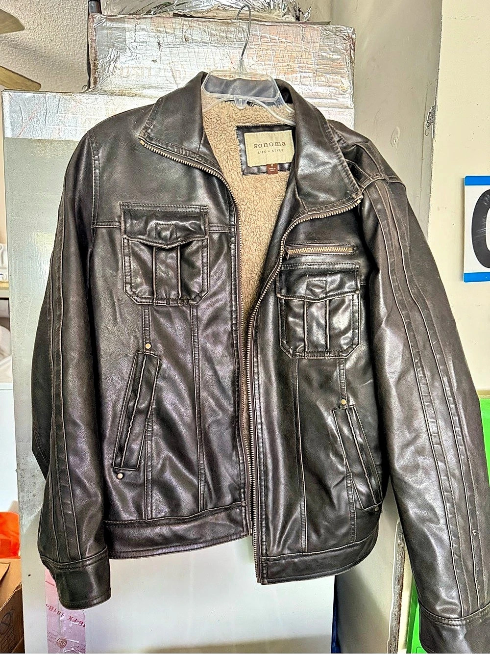 Leather Field Jacket in Brown